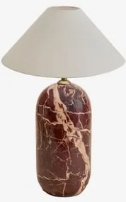 Candeeiro De Mesa Em Pedra Natural Yalvira Mármore Vermelho Cherry Gold & Branco Mate Ø35 Cm - ↑15 Cm Graciela - Sklum