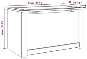 Caixa de arrumação com tampa Panama 79x42x46 cm pinho maciço