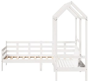 Conj. sofá-cama e banco c/ telhado 80x200cm pinho maciço branco