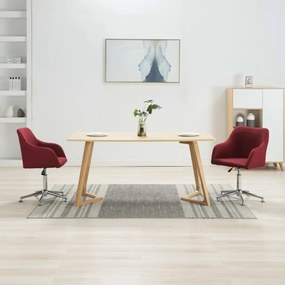 vidaXL Cadeiras de jantar giratórias 2 pcs tecido vermelho tinto