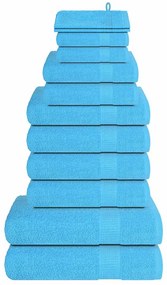 vidaXL 12pcs Conjunto de toalhas FROGN 100% algodão turquesa