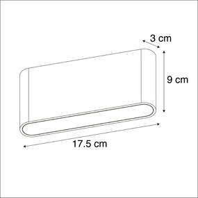 Candeeiro de parede exterior moderno preto 17,5 cm com LED IP65 - Batt Moderno