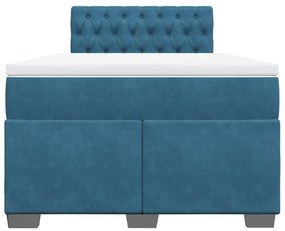 Cama boxspring com colchão 120x190 cm veludo azul-escuro