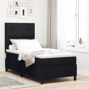 Cama Box Spring com Colchão Preto 90x200 cm Tecido