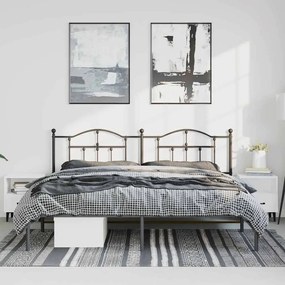 Estrutura de cama com cabeceira 193x203 cm metal preto