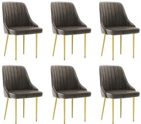vidaXL Cadeiras de jantar 6 pcs veludo cinzento-escuro