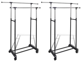 270182 vidaXL Cabides para roupas ajustáveis com 2 varões 2 pcs