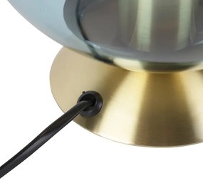 Candeeiro de mesa Art Déco em latão com vidro azul - Pallon