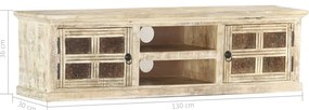 Móvel de TV 130x30x36 cm madeira de mangueira maciça