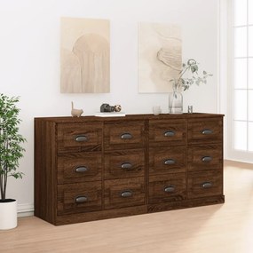 vidaXL Aparadores 2 pcs derivados de madeira carvalho castanho