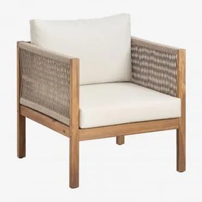 Pack De 2 Poltronas Com Apoios De Braços Em Madeira De Acácia Branson Branco Gardênia - Castanho Acácia - Sklum