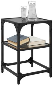 Mesa de centro com tampo em vidro preto 30x30x45 cm aço