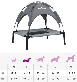 Cama para cães com toldo tecido oxford e aço antracite