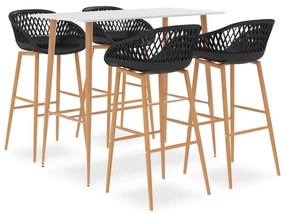 vidaXL 5 pcs conjunto de bar branco e preto