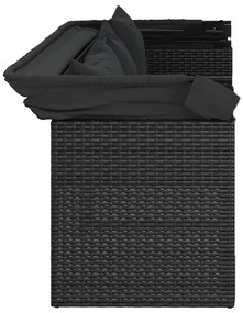 4 pcs conjunto de sofás para jardim c/ almofadões vime PE preto