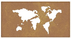 Decoração p/ muro jardim 105x55 cm aço corten design mapa-múndi