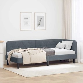 vidaXL Estrutura de Cama de Canto Cinza Escuro 80 x 200 cm Veludo