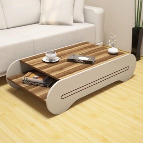 Mesa de Centro Cool – Nogueira e Creme – 120x30x63,6 cm