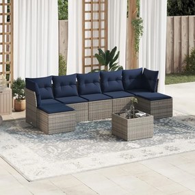 vidaXL 8 pcs conjunto sofás p/ jardim c/ almofadões vime PE cinzento