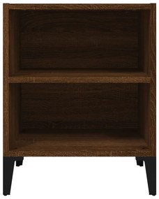 Mesa cabeceira pernas de metal 40x30x50cm cor carvalho castanho