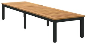 Espreguiçadeira Preta 200x55x35 cm Madeira Acácia Maciça
