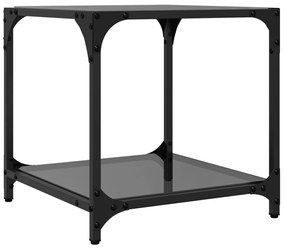 Mesa de centro com topo em vidro preto 40x40x40 cm aço