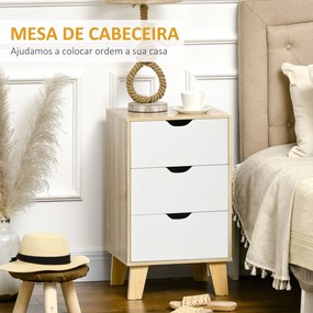 HOMCOM Mesa de Cabeceira com 3 Gavetas Mesa de Cabeceira para Dormitór