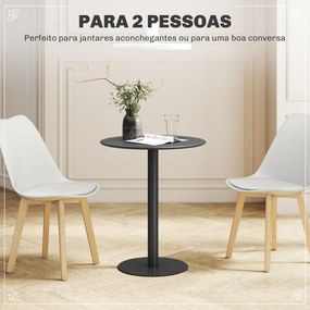 Mesa de Refeição Redonda para 2 Pessoas  (CADEIRAS NÃO INCLUIDAS) Mesa de Cozinha de Aço para Interior e Exterior Ø60x72 cm Preto