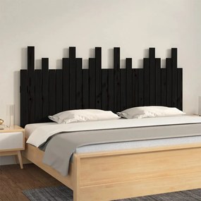 Cabeceira de parede 166x3x80 cm madeira de pinho maciça preto
