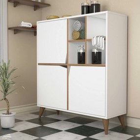 Armário Multiusos Pulse – Branco e Nogueira – 100x115x30 cm
