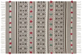 Manta decorativa em algodão creme e castanho 130 x 180 cm CHINSURAH Beliani