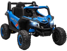 AIYAPLAY Carro Elétrico para Crianças 12V UTV com 2 Motores Controlo Remoto 2,4G Velocidade até 7 km/h Sistema de Suspensão Faróis USB para Crianças acima de 3 Anos 96x61x56 cm Azul