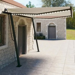 vidaXL Toldo automático com LED e sensor de vento 4x3 m cor creme