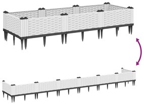 Vaso/floreira de jardim c/ estacas 125x40x28,5 cm PP branco