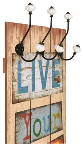 Bengaleiro de parede com 6 ganchos 120x40 cm LIVE LIFE