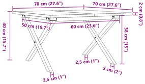 Mesa de centro estrutura em X 70x70x40 cm pinho e ferro fundido