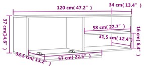 Móvel de TV 120x34x37 cm derivados de madeira cinzento sonoma