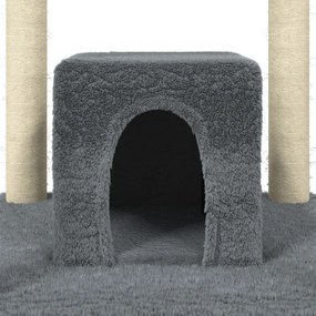 Árvore p/ gatos c/ postes arranhadores sisal 174cm cinza-escuro