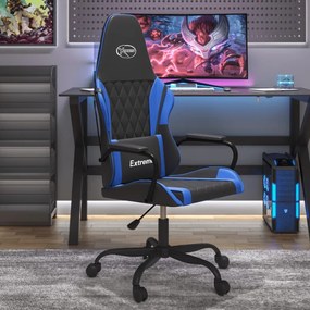 Cadeira gaming de massagens couro artificial preto e azul