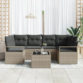 Conjunto de Sofá de Jardim vidaXL com Almofadas Cinzento Claro em Ratt