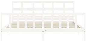 Cama sem colchão 200x200 cm madeira de pinho maciça branco