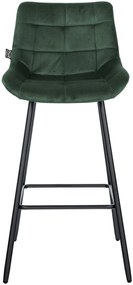 Banco de bar Weston em veludo e com estrutura preta 49 x 104 x 56 cm Verde escuro