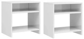 vidaXL Mesas de cabeceira 2 pcs derivados de madeira branco brilhante