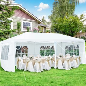 Tenda de Casamento, Feiras, Festas Exterior Portátil com 4 Paredes Removíveis Pátio Branco 6 x 3 x 2,5 m