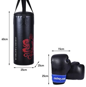 Conjunto de Boxe Infantil com saco de areia durável para treino de força e condicionamento físico 60 x 25 x 25 cm