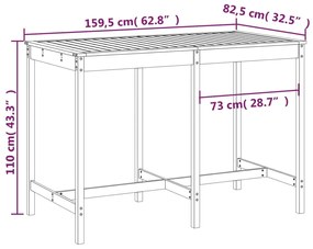 Mesa de jardim 159,5x82,5x110 cm pinho maciço castanho-mel