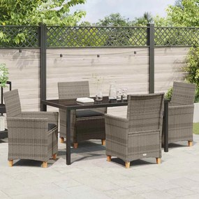 Conjunto de Jantar de Jardim com 5 Peças e Almofadas - Cinza - Polyrat