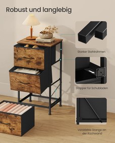 Cómoda com gavetas em tecido 30 x 39,6 x 73,7 cm castanho-preto