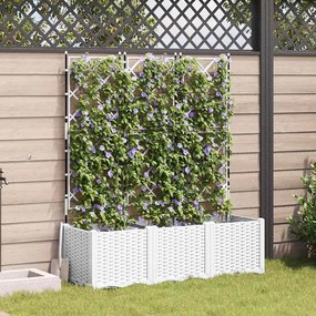 vidaXL Plantadeira com Trellis 3 pcs Branca 120x40x143 cm