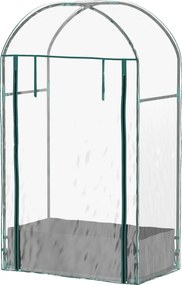 Mini estufa de jardim 89 x 50 x 152 cm para varanda com saco de plantio e cobertura de plástico reforçado, porta enrolável, transparente